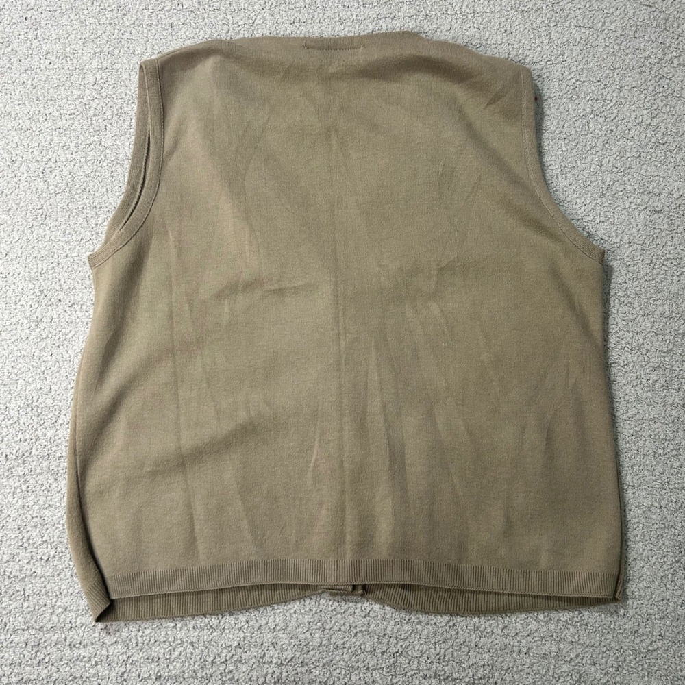 Avalin Knit Vest Vintage Medium Taupe Tan Coastal Grandmother Y2K 90s - Picture 4 of 6